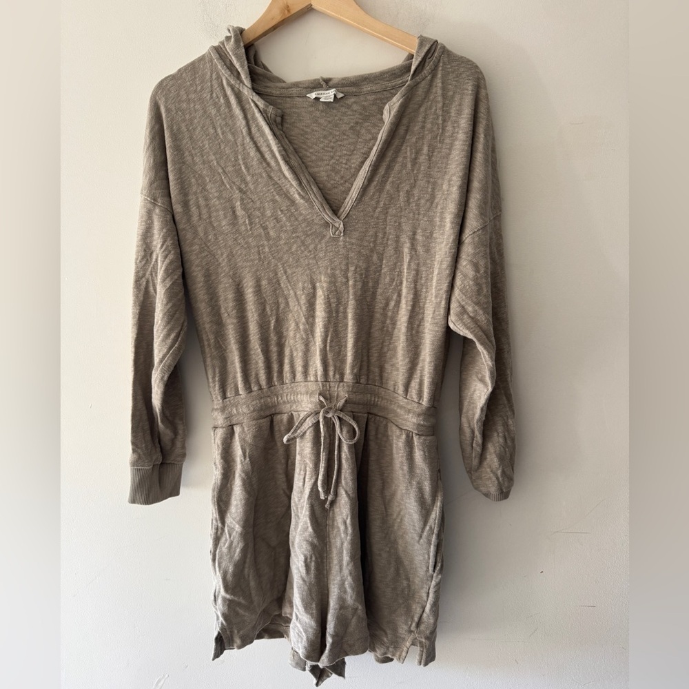 American Eagle Cozy Hooded Knit Romper Long Sleeve